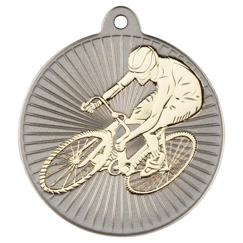 CYCLING TWO COLOUR MEDAL MATT SILVER/BRONZE – 2in